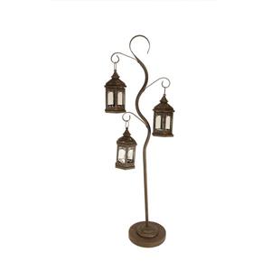 Northlight Rustic Brown Pillar Candle Holder Tree - 3 Lanterns - 50"