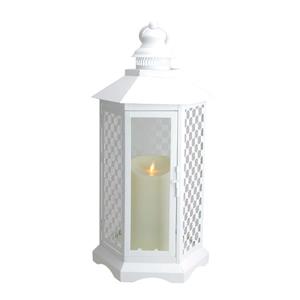 Northlight White Lantern with Luminara Flameless LED Lighted Candle