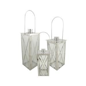 Northlight Silver Cottage Style Pillar Candle Holder Lanterns- Set of 3