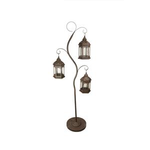 Northlight Rustic Brown Pillar Candle Holder Tree - 3 Lanterns - 60"