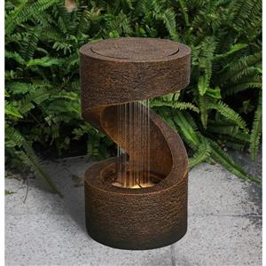 Hi-Line Gift Ltd. Garden Fountain - Brown Resin - LED Light - 14-in