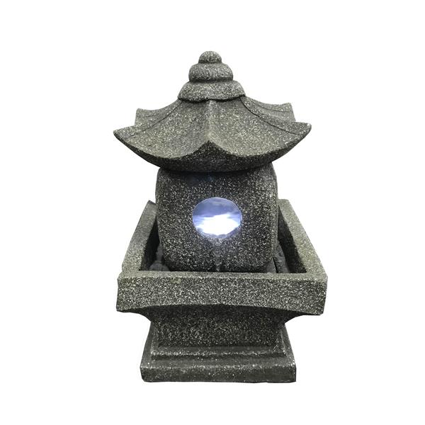 Hi-Line Gift Ltd. Pagoda Garden Fountain - Grey Resin - 11-in