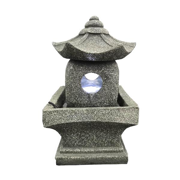 Hi-Line Gift Ltd. Pagoda Garden Fountain - Grey Resin - 11-in