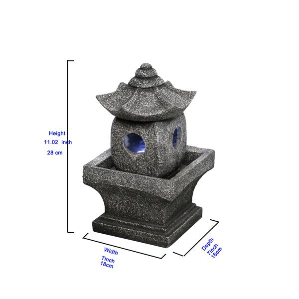 Hi-Line Gift Ltd. Pagoda Garden Fountain - Grey Resin - 11-in