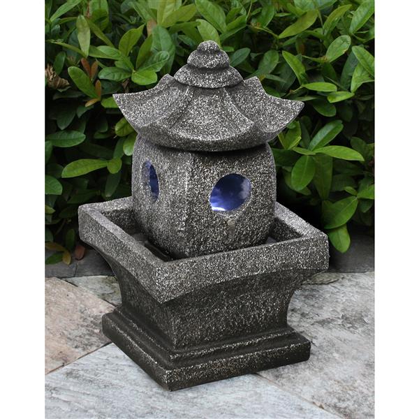 Hi-Line Gift Ltd. Pagoda Garden Fountain - Grey Resin - 11-in