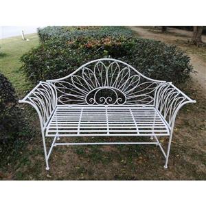 Hi-Line Gift Ltd. Metal Garden Bench - White - 54-in