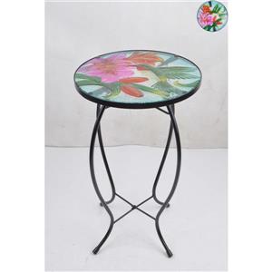 Hi-Line Gift Floral Glass Hummingbird Garden Table - 21"