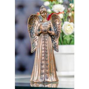 Statue de jardin, ange avec colombe, DEL solaire, 14,17"