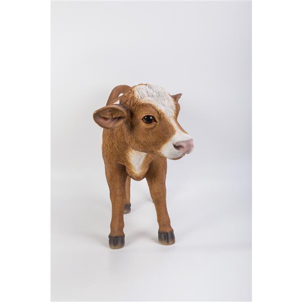 Statue de jardin, vache marron debout, 16,5 po