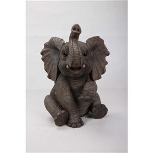 Statue de jardin, bébé éléphant assis, 15,5 po
