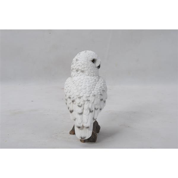 Hi-Line Gift Ltd. Decorative Garden Statue - Small Snowy Owl On Stump - 6.75-in