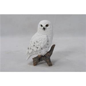 Hi-Line Gift Ltd. Decorative Garden Statue - Small Snowy Owl On Stump - 6.75-in