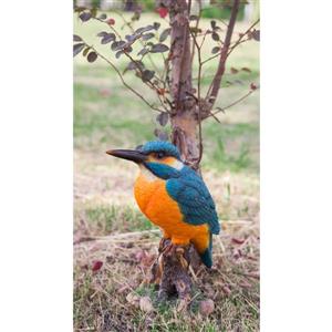 Statue de jardin, martin pécheur sur une souche, 7,5"