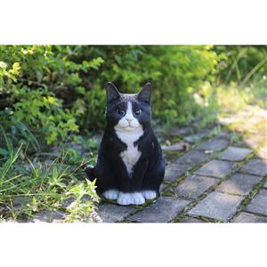 Hi-Line Gift Decorative Garden Statue - Sitting Cat - Black/White - 11.5"