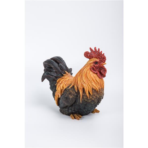 Statue de jardin, coq accroupi, 10 po