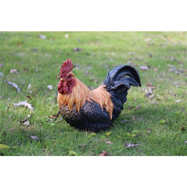 Statue de jardin, coq accroupi, 10 po