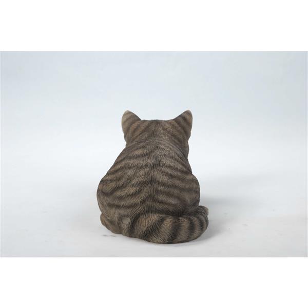 grey tabby cat statue