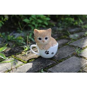 Hi-Line Gift Decorative Garden Statue - Teacup Red Tabby Kitten - 5.75"