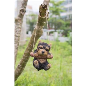 Hi-Line Gift Decorative Garden Statue - Yorkshire Puppy Hanging - 5.5"