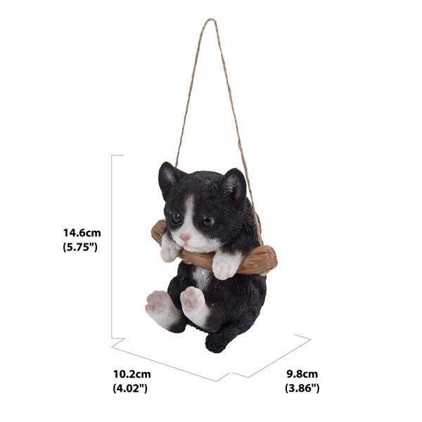 Hi-Line Gift Ltd. Decorative Garden Statue - Kitten Hanging - Black/White - 5-in