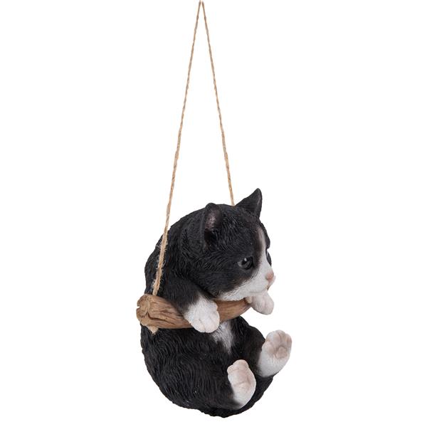 Hi-Line Gift Ltd. Decorative Garden Statue - Kitten Hanging - Black/White - 5-in
