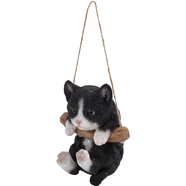 Hi-Line Gift Ltd. Decorative Garden Statue - Kitten Hanging - Black/White - 5-in