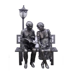 Hi-Line Gift Ltd. Decorative Garden Statue - Old Couple With Street Lamp - 36-in