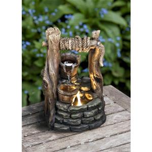 Hi-Line Gift Ltd. 2 Buckets Garden Fountain - LED Light - Bronze