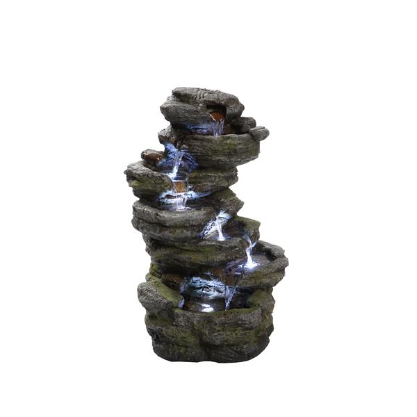 Hi-Line Gift Ltd. Multi Level Rock Garden Fountain - LED Light