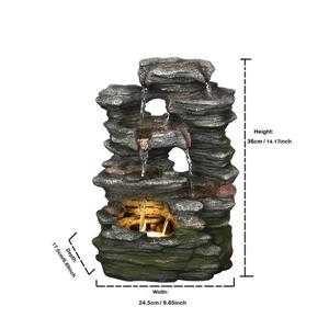 Hi-Line Gift Multi Level Stone Garden Fountain - LED Light