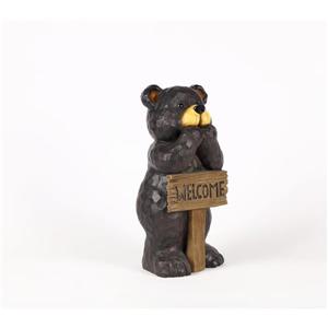 Statue de jardin, 2 oursons avec panneau « Welcome », 17,25"