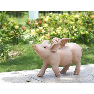 Hi-Line Gift Ltd. Decorative Garden Statue - Laughing Pig With Wings - 8.87-in