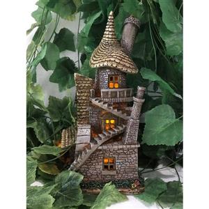 Hi-Line Gift Decorative Garden Statue - Fairy Garden House - LED - 13"