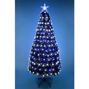 Arbre de Noël illuminé à fibre optique avec étoiles, 72"