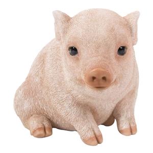 Statue de jardin, cochonnet rose et noir assis - rose, 4,57 po
