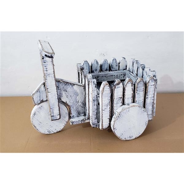 Hi-Line Gift Ltd. Decorative Garden Statue - Wooden White Cart - 11-in