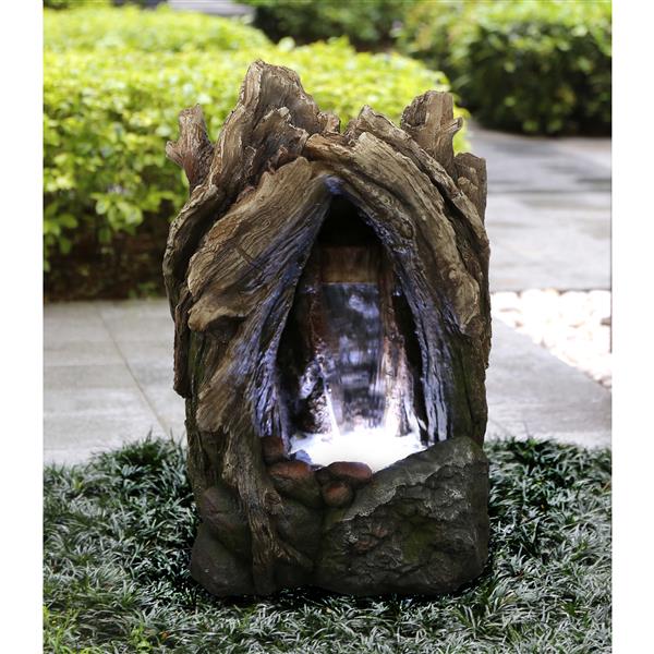 Hi-Line Gift Ltd. Tree Trunk Waterfall Fountain - LED Light