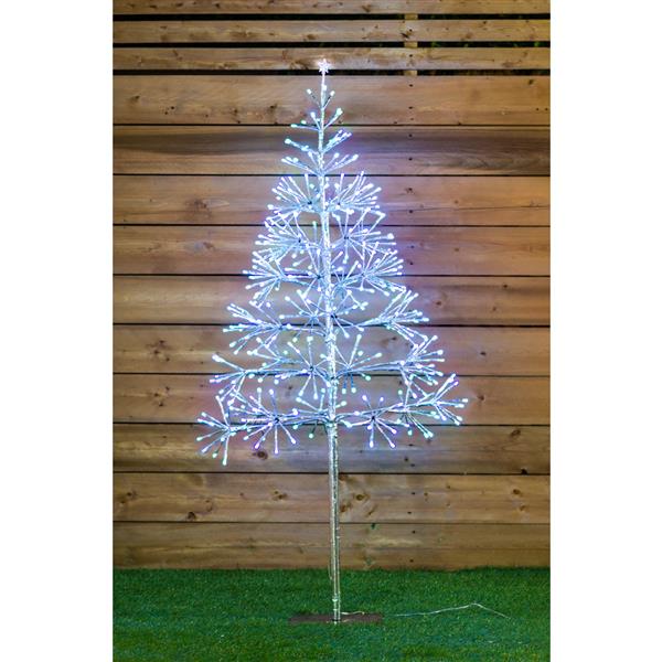 Hi-Line Gift Ltd. Silver Christmas Tree 380 Sparkling LED Lights 4.5-ft