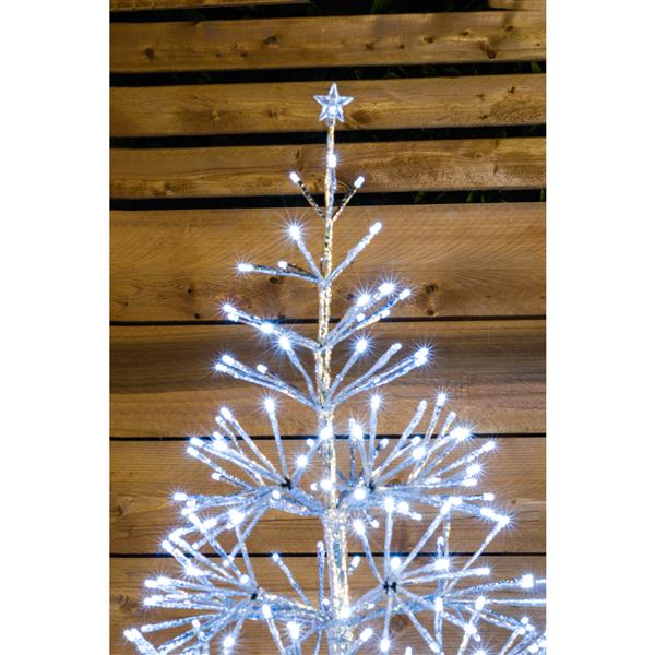 Hi-Line Gift Ltd. Silver Christmas Tree 380 Sparkling LED Lights 4.5-ft