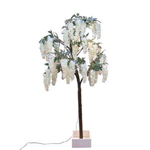 Petite glycine en fleurs, blanc, 96 lumières DEL