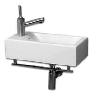 Whitehaus Collection Wall Mount Porcelain Bathroom Sink with Towel Bar - 20-in