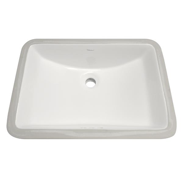 Whitehaus Collection Rectangular Undermount Bathroom Sink with Overflow - 20.75-in
