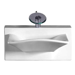 Whitehaus Collection Rectangular Wall Mount Porcelain Bathroom Sink - 28-in - White