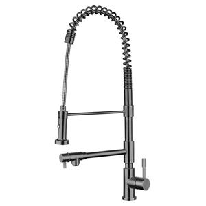 Whitehaus Collection Flexible Pull Down Spray Kitchen Faucet - Brushed Stainless