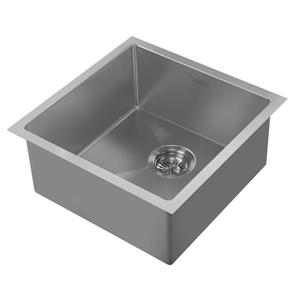 Whitehaus Collection Dual Mount Kitchen Sink - Square Single Bowl - Grey Metal