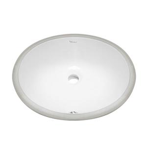 Whitehaus Collection Oval Undermount Bathroom Sink with Overflow - 16.25-in - White