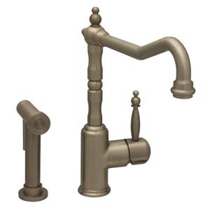 Whitehaus Collection Kitchen Faucet with Side Sprayer - Brushed Nickel