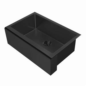Whitehaus Collection Undermount Front Apron Kitchen Sink - Single Bowl - Black