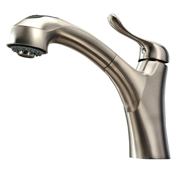 Whitehaus Collection Kitchen Faucet with Pull-Out Sprayer - Brushed Nickel