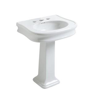 Whitehaus Collection Pedestal Bathroom Sink with Overflow - 27.5-in - White